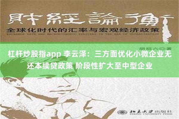 杠杆炒股指app 李云泽：三方面优化小微企业无还本续贷政策 阶段性扩大至中型企业